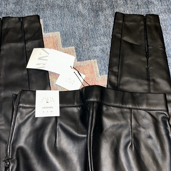New with tags! Adorable, Zara, faux, leather leggings. - Picture 4 of 4